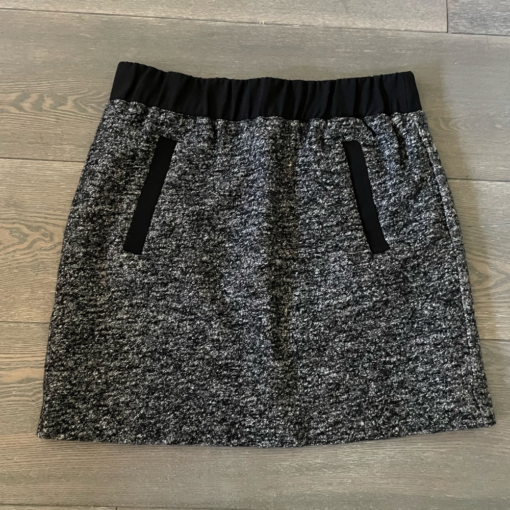 LOFT grey black wool blend mini skirt size SP